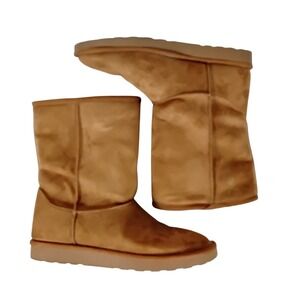 Arizona Faux Suede Winter Boot Tan Faux Fur Lined 9 Cozy Warm Casual Loungewear